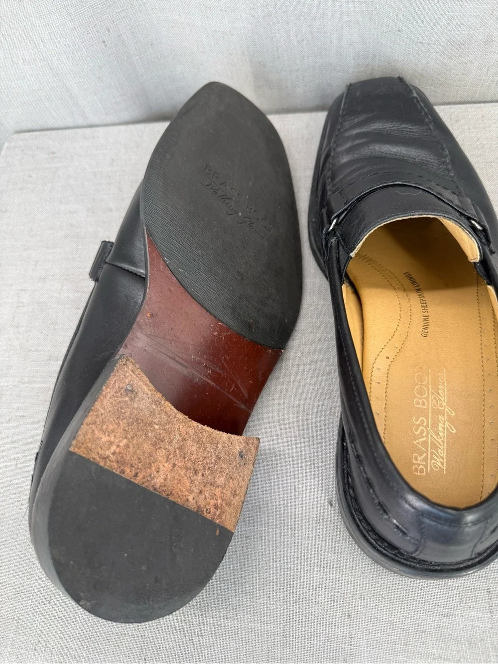 Brass Boot Walking Glove Shoes Sz 8.5 Loafers Black Soft  Leather